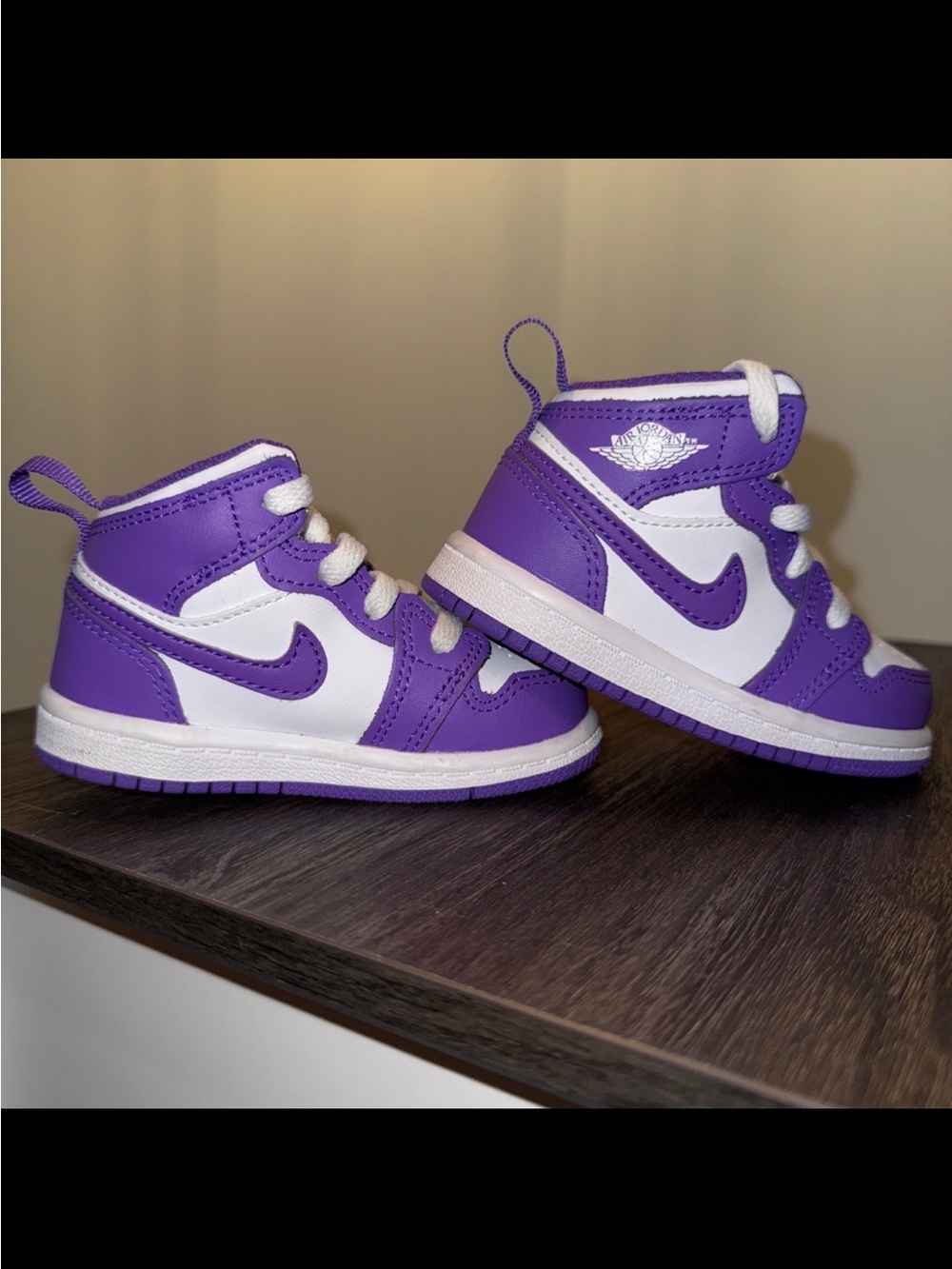 Nike Kids Purple and White High-Top Sneakers 5c